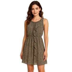 Y2K Feminine BOHO Chic Elegant Flirty Shear Animal Print Dress Lined Ruffled 8